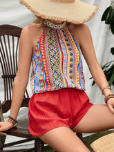 Women'S Printed Sleeveless Top And Solid Color Shorts Set